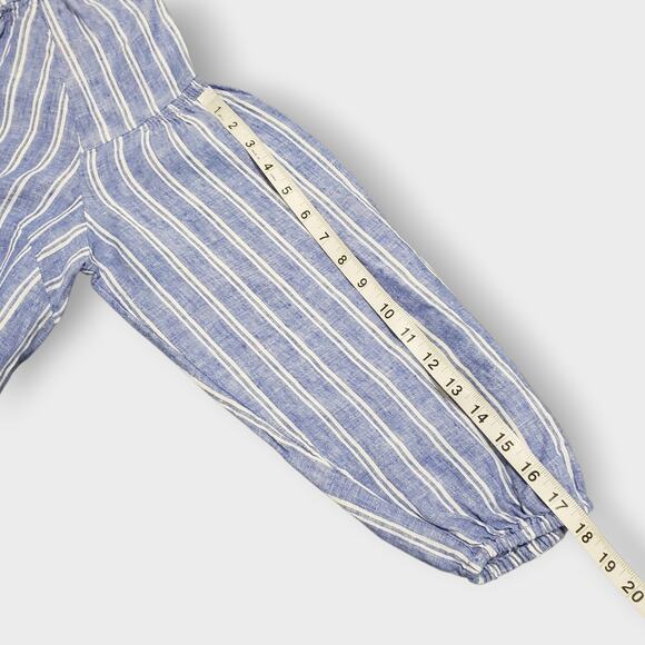 Talbots Petite Lantern Sleeve Linen Popover Top Blue Petal Stripe Sz XLP Coastal - Picture 10 of 12